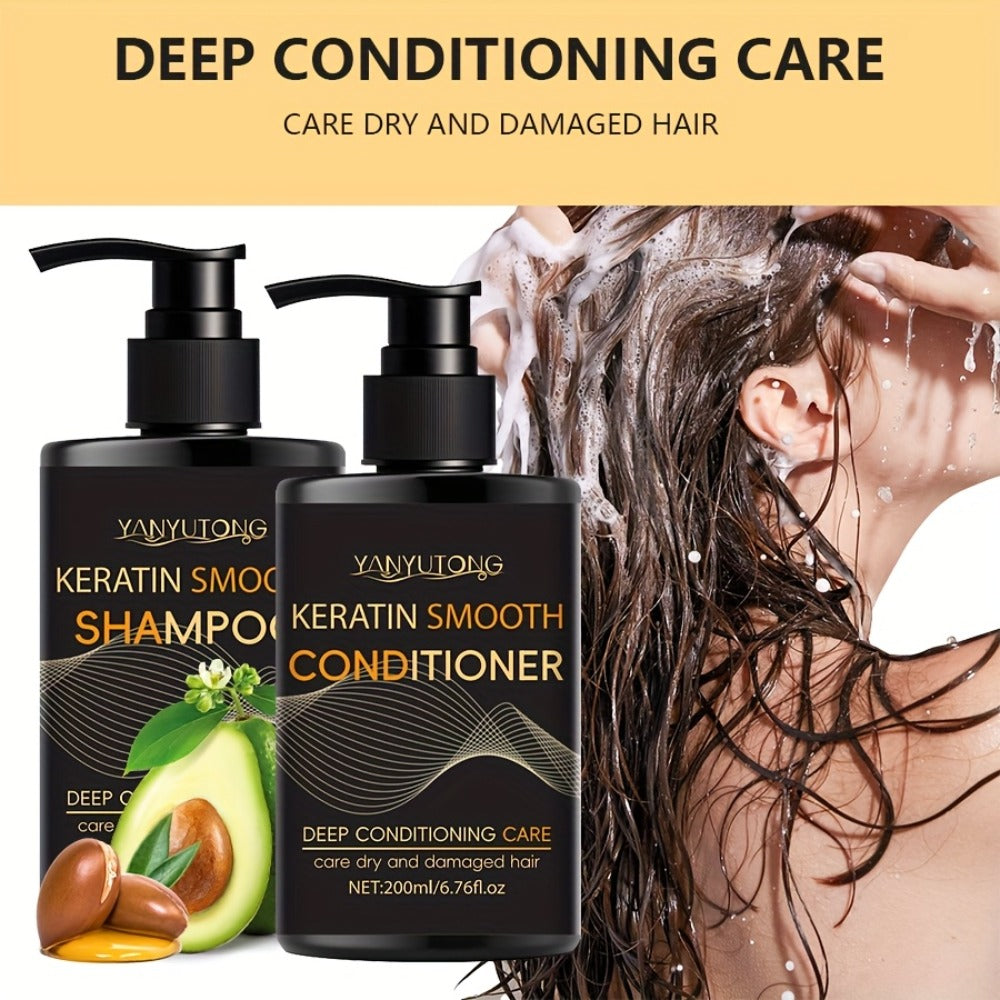 Professional Keratin Smoothing Shampoo and Conditioner Set 6.76oz Each – Repairs Color-Treated & Heat-Damaged Hair, Prevents Breakage Split Ends & Frizz, Deep Moisturizing for All  - product image 10