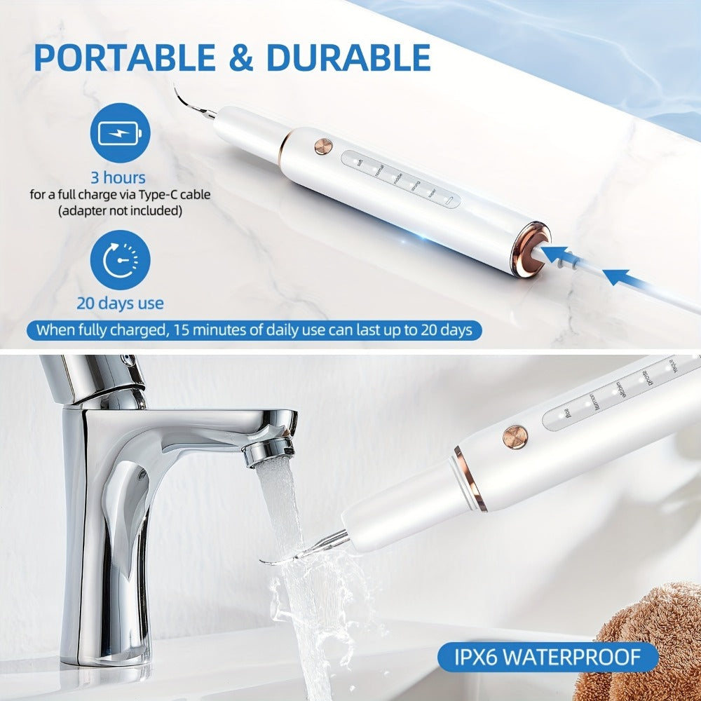 Ultrasonic Tartar Remover Electric Tooth Cleaner 5-Speed IPX6 Waterproof USB Rechargeable Dental Scaler with LED Light Mirror 2 Tips Plaque Stain Removal Tool for Home Oral Care Ad - product image 9