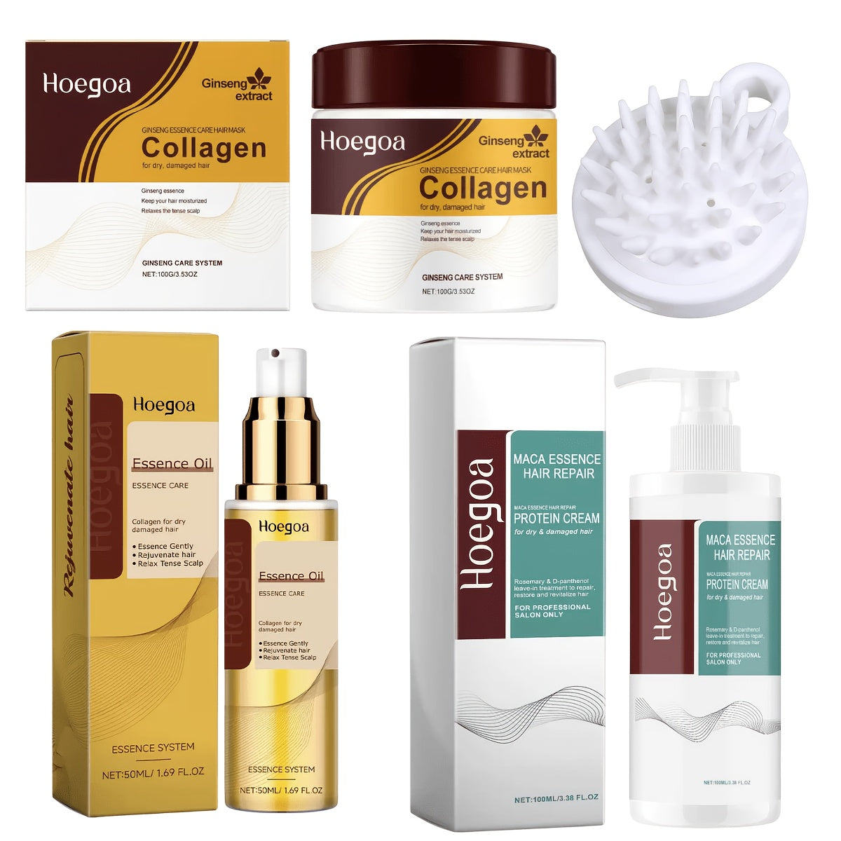 Collagen Hair Care Gift Set 3-Piece with Scalp Massage Brush - Hair Mask Keratin Conditioner Argan Rosemary Essential Oil Repairs Damaged Dry Hair Moisturizing Strengthening for Wo - product image 13