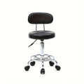 Cushioned Salon Stool with Backrest & Adjustable Height 18.9"-22.8" - Round 360° Swivel Chair for Hair Salon Spa Barbershop Office Home, Chrome Base, Black - product image 11