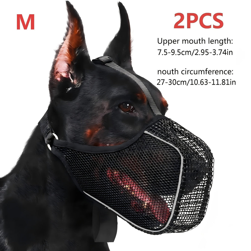 Dog Muzzle Reflective Mesh 2 Pack Anti-Bite Full Coverage with Adjustable Straps – Sizes M L XL XXL – Soft Breathable Polyester Dog Mask for Grooming Vet - product image 2