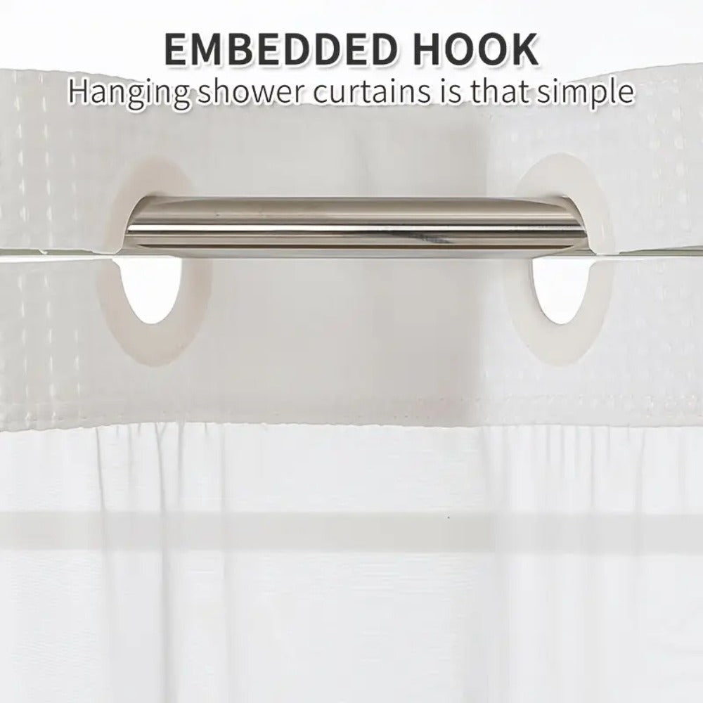 Hookless Shower Curtain with Snap Liner 74x71 Inch - Waffle Texture Double Layer with See-Through Window Waterproof Washable Hotel Quality Bathroom Curtain Set | Grey White Matcha  - product image 12