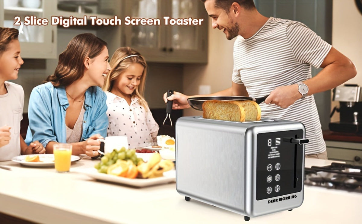 Stainless Steel Toaster 2-Slice Smart Touch Screen – 5 Bread Selections, 7 Shade Settings, Bagel/Defrost/Cancel/Reheat, 1.5" Wide Slot, Removable Crumb Tray - product image 11