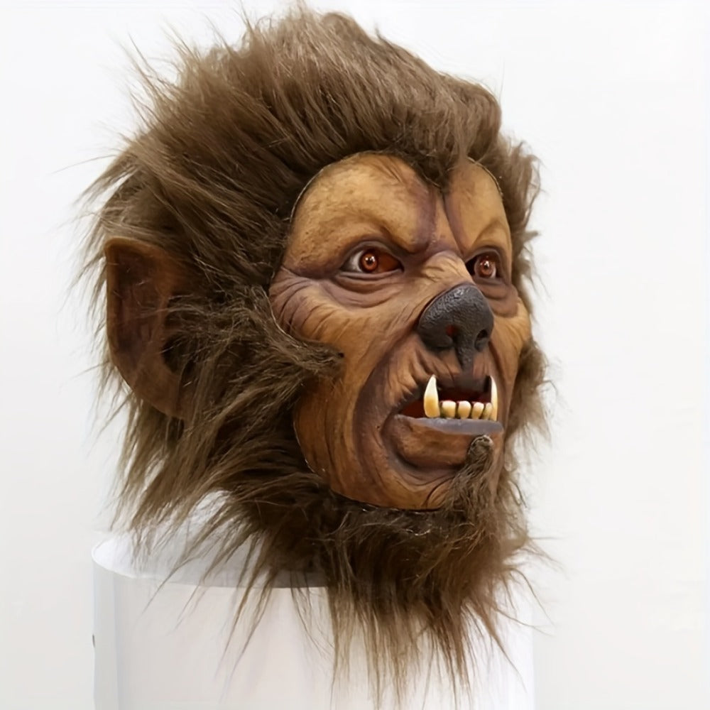 Natural Latex Full Face Halloween Costume Mask for Themed Party Cosplay Masquerade Ball Scary Dress Up, Cool Dashing Design Hand Washable | Hairy Beast Latex - product image 3