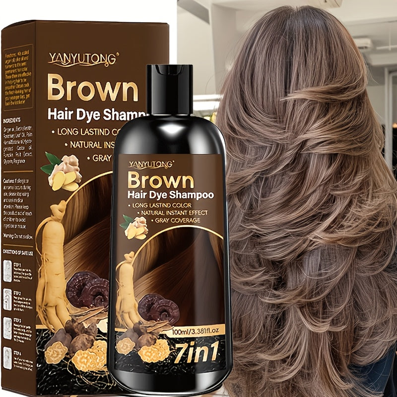 7-in-1 Gray Hair Coverage Color Shampoo with Ginger Oil Biotin & Rosemary — Gentle Scalp-Safe Formula, No Ammonia, Long-Lasting Color, 3 Shades Brown Chestnut Brown Black, Men & Wo - product image 14