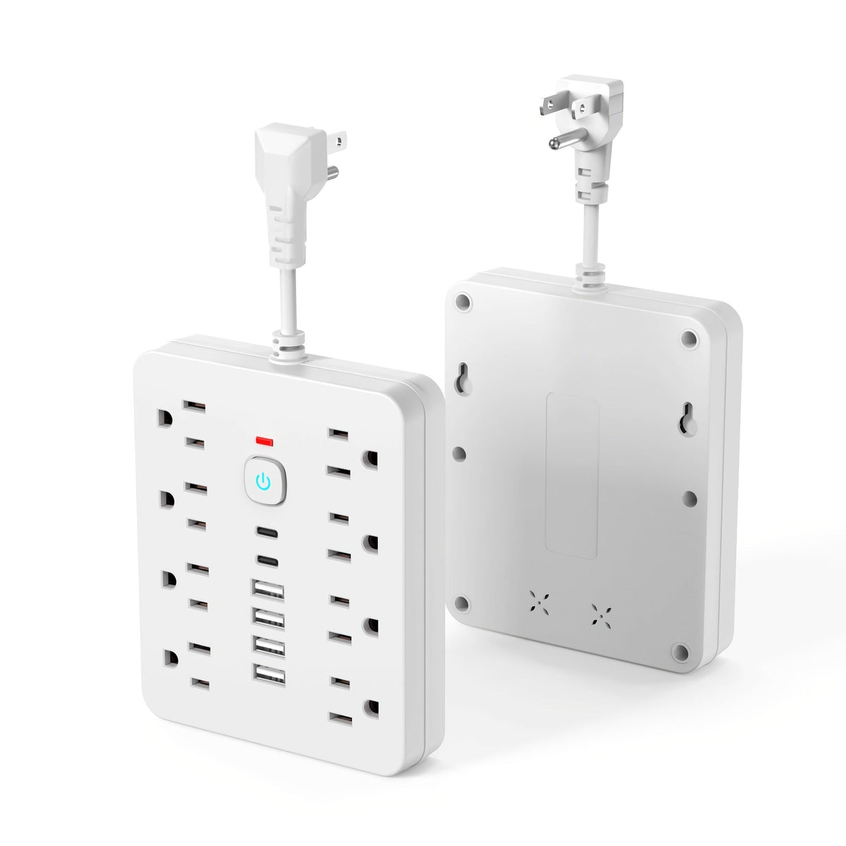 Power Strip Surge Protector 14-in-1 with 8 AC Outlets, 4 USB & 2 Type-C Ports – Flat Plug Space-Saving Extension Cord, Compact Multi-Plug Outlet Expander for Home Office Desk & Kit - product image 8