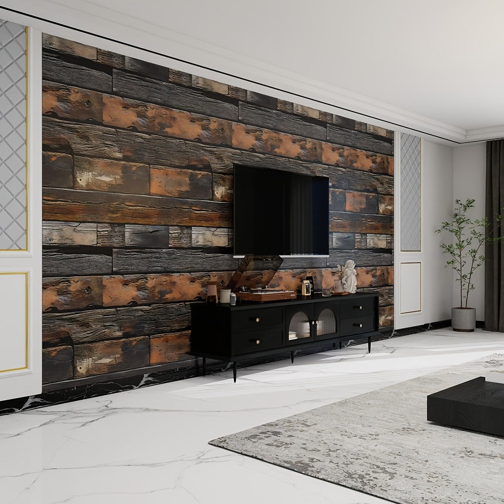 3D Brick Foam Wallpaper Self Adhesive Peel and Stick Wall Panels Waterproof PVC Rustic Brick Pattern Home Bathroom Kitchen Wall Decor Blue Brown Red 17.5in Wide - product image 9