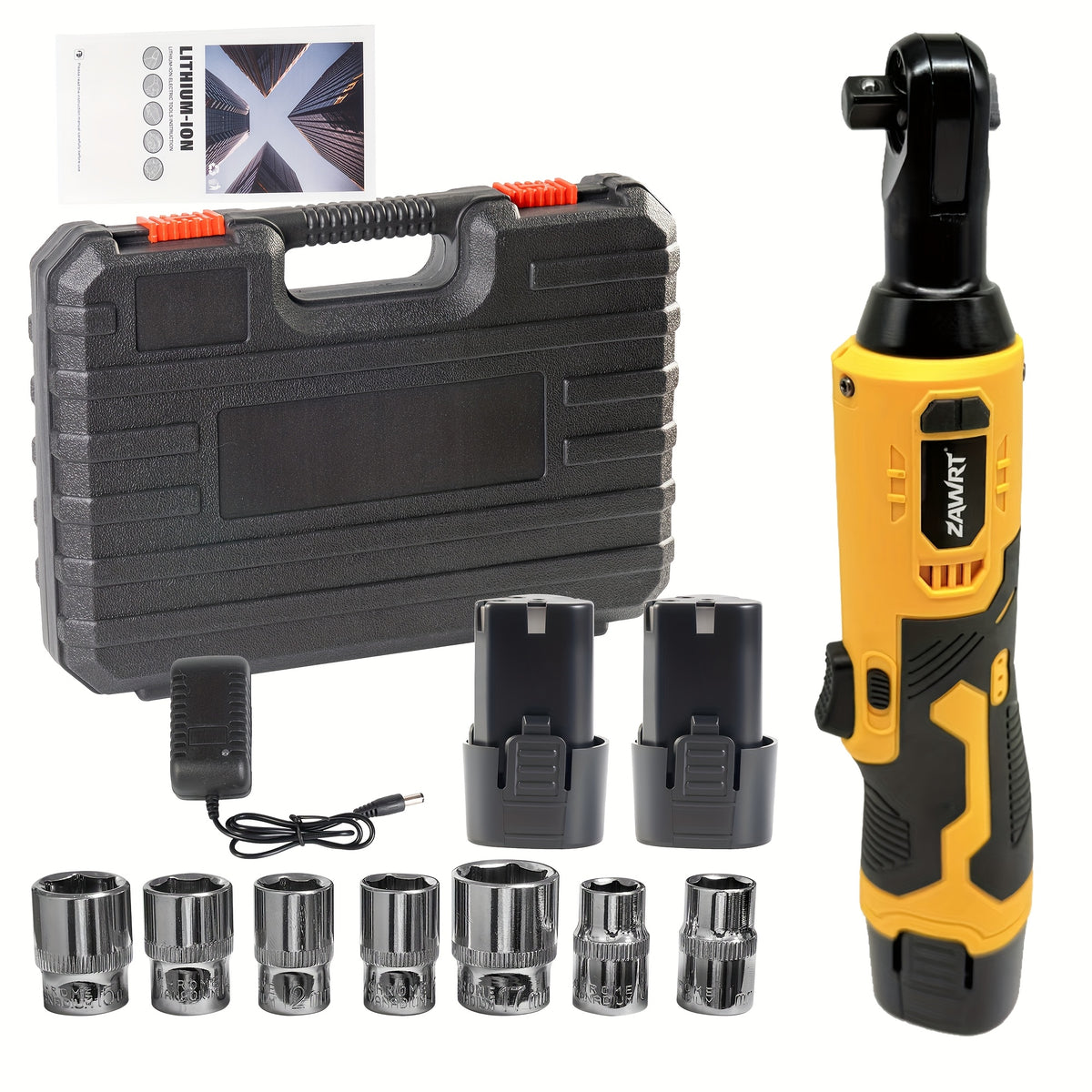 12V Cordless Electric Ratchet Wrench Set, 45Nm High Torque 3/8" Ratchet, Rechargeable High Torque Automotive Repair Angle Frame Installation Tool, Home - product image