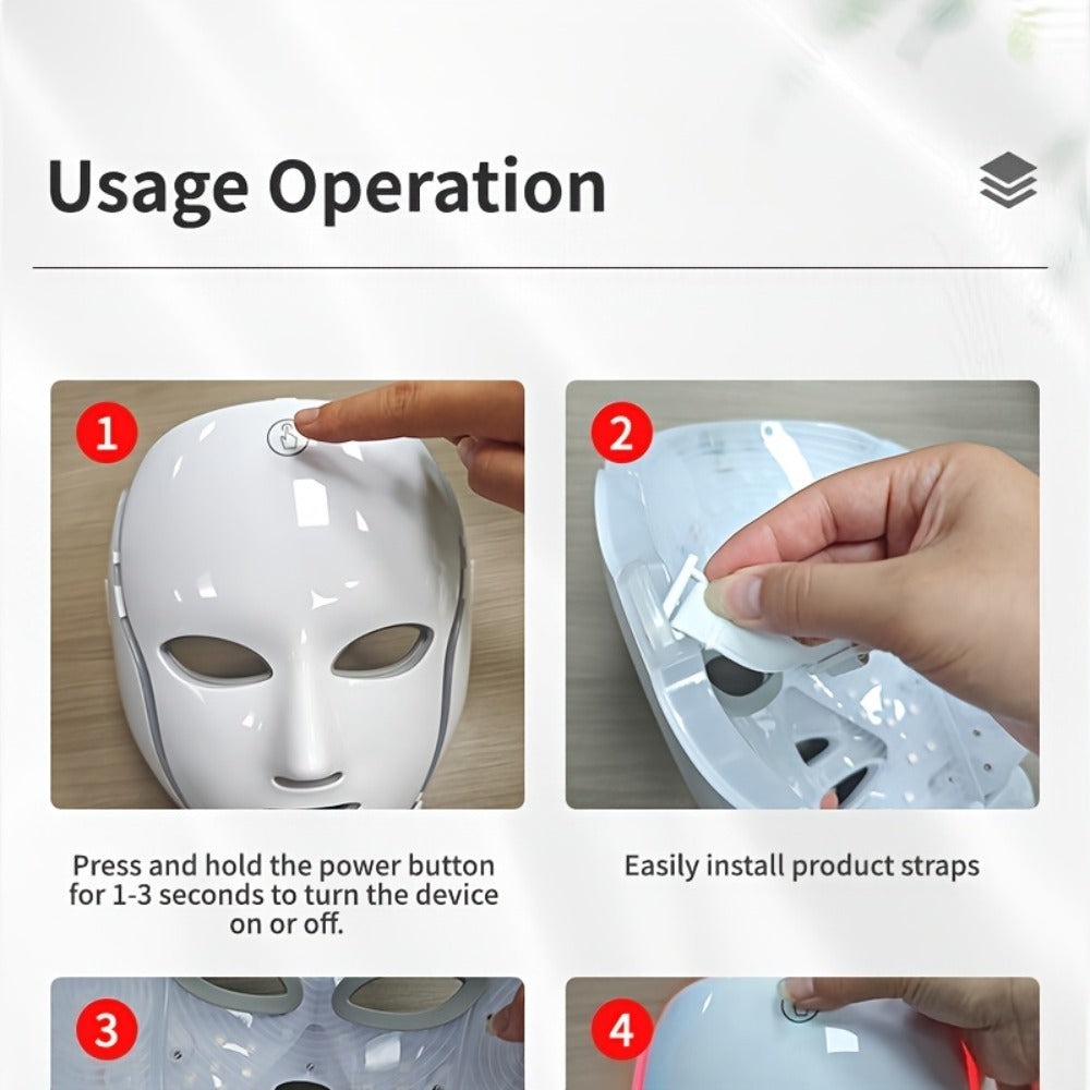 7-Color LED Light Therapy Facial Mask Device – Skincare Beauty Tool for Face & Neck, USB Rechargeable, Anti-Aging Red Light, Acne Blue Light, Skin Rejuvenation Gift - product image 10