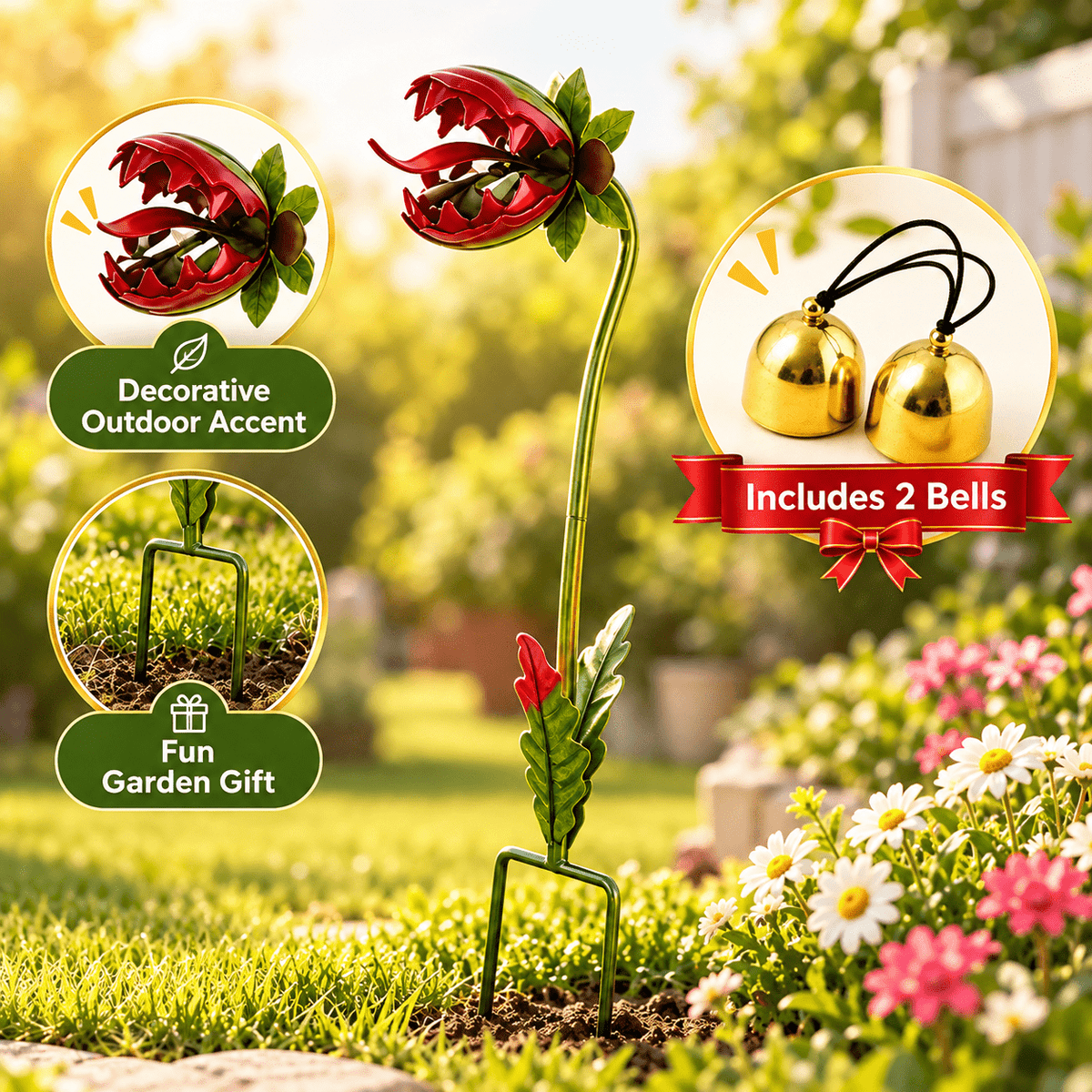 [3D] Single-headed Man-eating Flowers, Outdoor Decorations, Halloween Outdoor Decorations, Carnivorous Plant Decorations, Suitable for Courtyard Lawns - product image 2