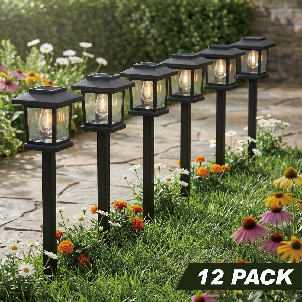 Solar Pathway Lights Outdoor Edison Style LED – Up to 12 Hours Auto On/Off IP44 Waterproof | Warm White Solar Garden Lights for Yard, Driveway & Walkway | Black & Brown Upgraded St - product image 10