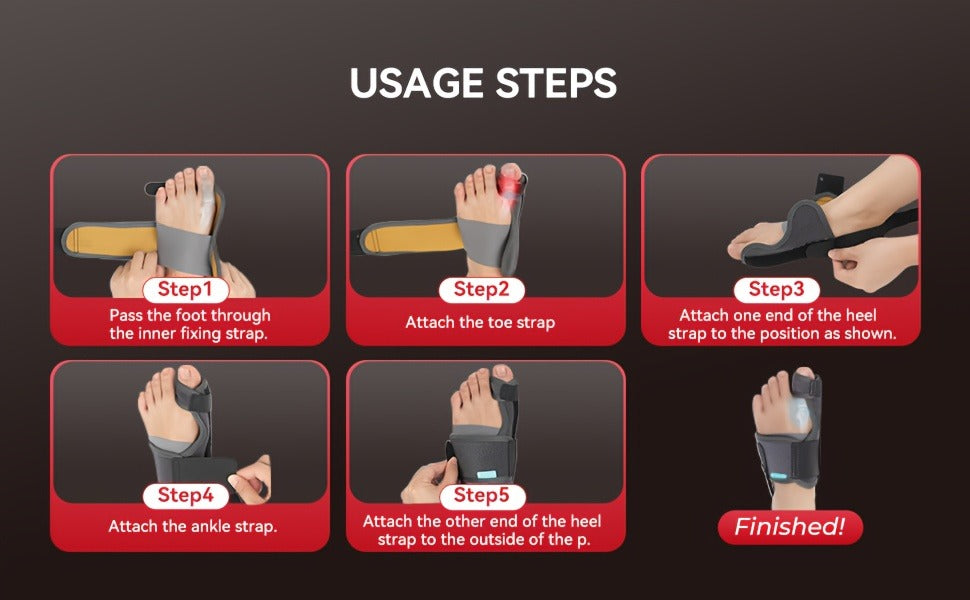 Adjustable Big Toe Splint with 2 Angle Bars & Double Non-Slip Straps, Day Night Hallux Valgus Relief Support Brace, 1 Pair | Toe Separator Bunion Corrector for - product image 8