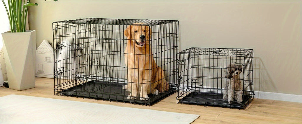 Folding Metal Wire Dog Cage with Leak-Proof Tray, Indoor Outdoor Travel Pet Kennel for Small Medium Large Dogs, 5 Sizes | Dog Crate with Divider Panel & Double - product image 13