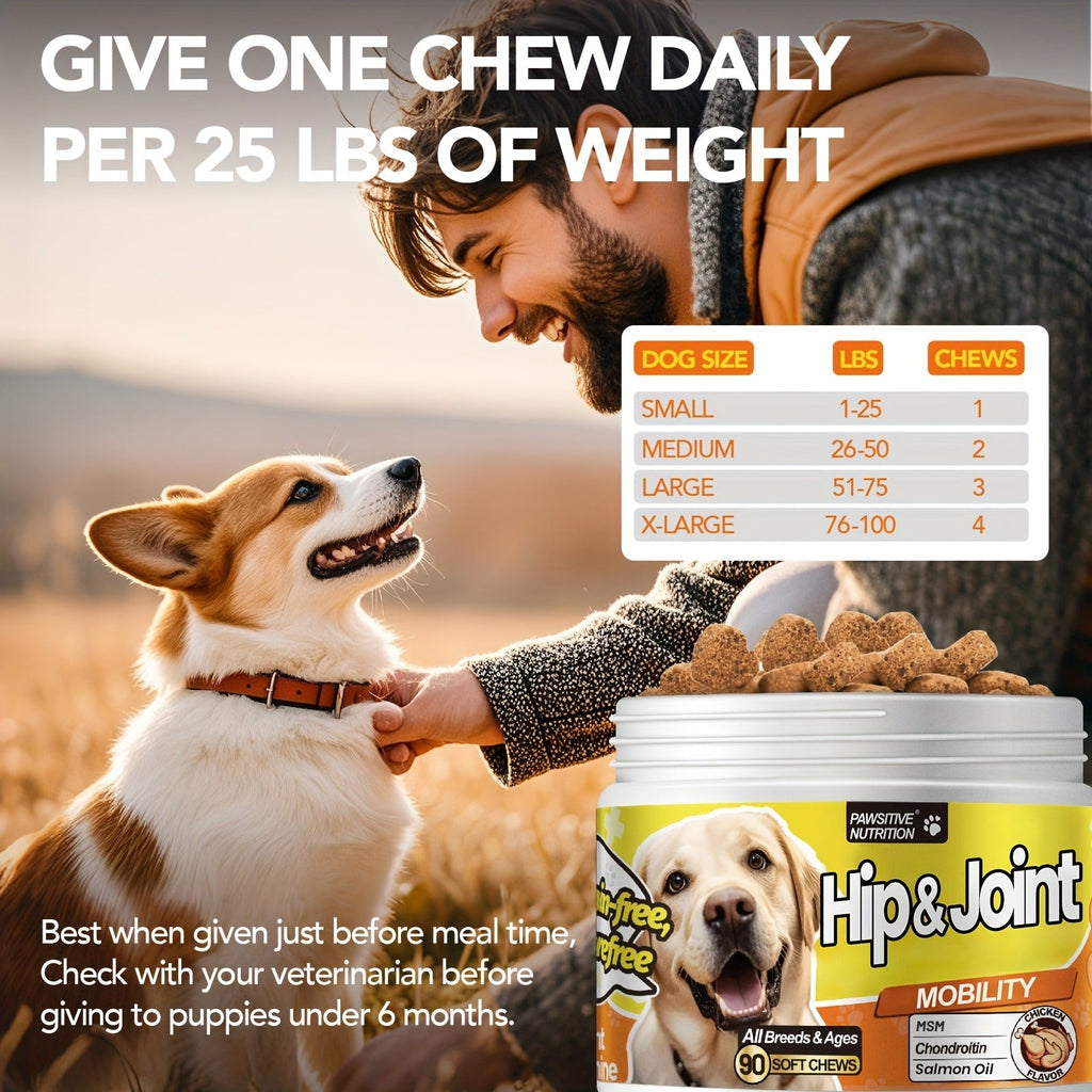 Hip & Joint Supplement for Dogs with Glucosamine & Chondroitin – MSM, Alaskan Salmon Oil Soft Chews for Mobility & Flexibility, Advanced Joint Care for All - product image 6