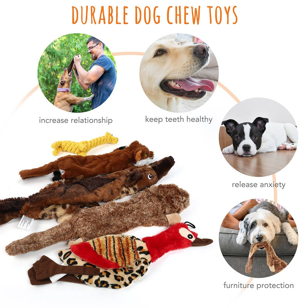 Squeaky Dog Toys 5-Pack No Stuffing Plush Chew Toy Bundle | Durable Animal Toys for Small Medium Large Dogs, Double Squeaker Puppy Teething Toy Set with Bonus - product image 13