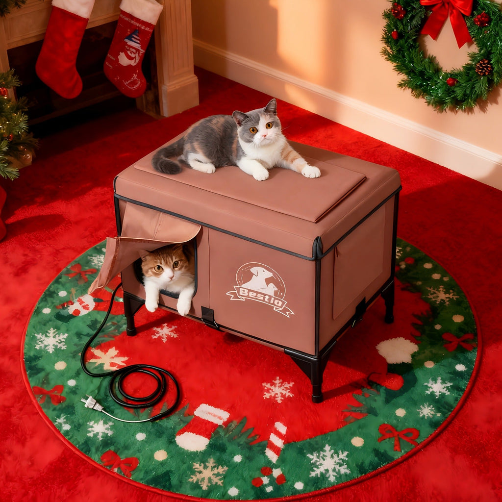 Heated Cat House 3-in-1 with Removable Warming Pad | Elevated Cat Bed for Indoor & Outdoor Cats | Chew-Resistant Cord | All-Season Cat Shelter & Condo | Double - product image 12