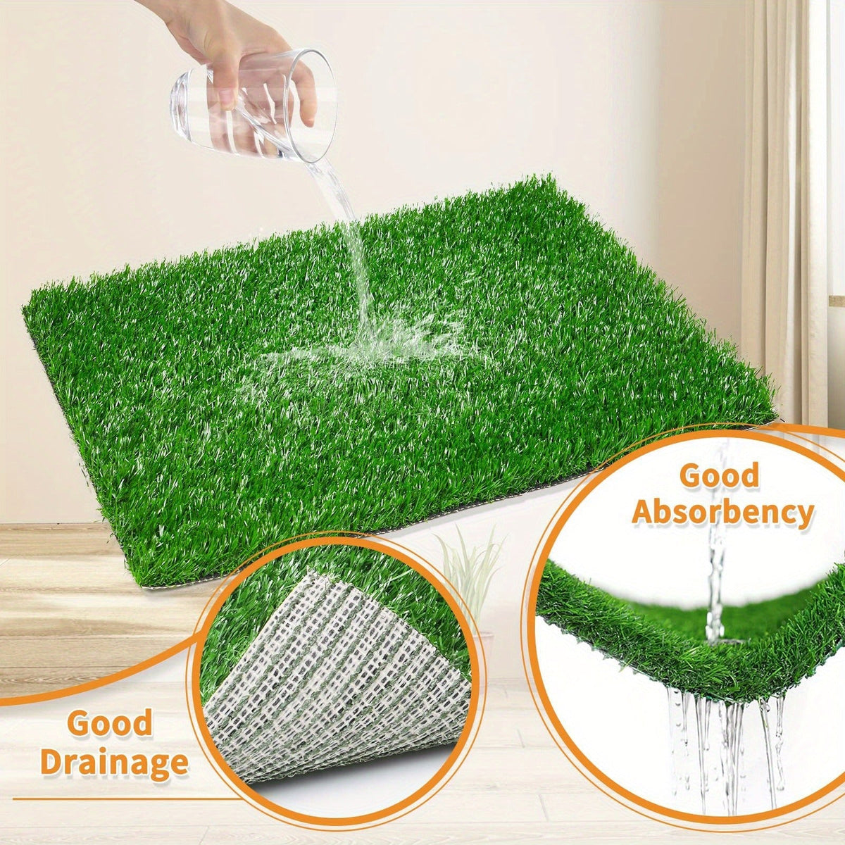 Dog Potty Training Grass Mat | 2 Pack Washable Artificial Turf Pad with Odor Control & Drainage, Reusable Indoor Outdoor Pet Pee Mat for Puppies & Adult Dogs - product image 8