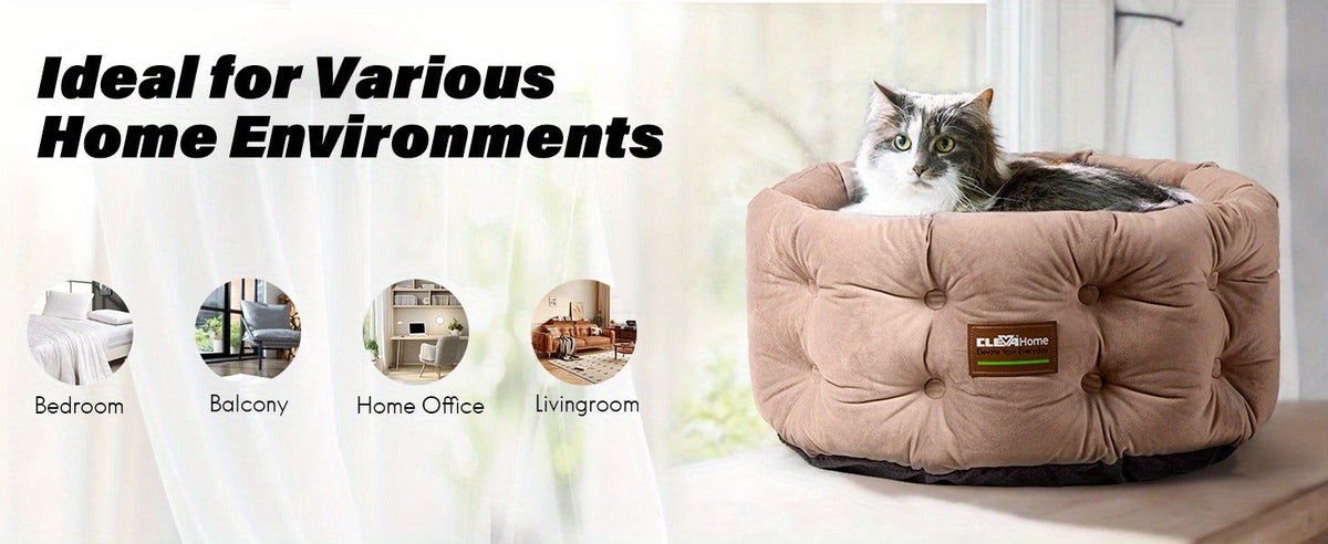 Cat Bed Round Deep Nest for Indoor Cats up to 15lbs | Machine Washable Non-Slip Bottom | Luxurious Velvet Feel Extra High Sides | Cozy Donut Cat Bed 20x20 in - product image 13