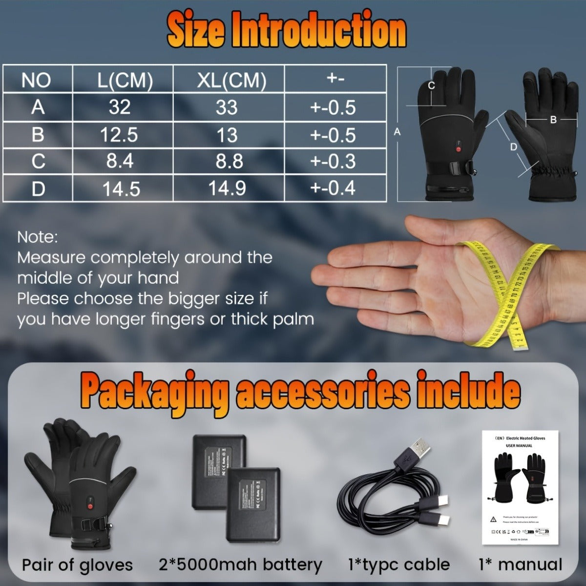 Rechargeable Heated Gloves 2x5000mAh | 3-Speed Temperature Control, Touchscreen Fingertips, Thermal Winter Gloves for Men & Women, Skiing, Hunting, Fishing - product image 9