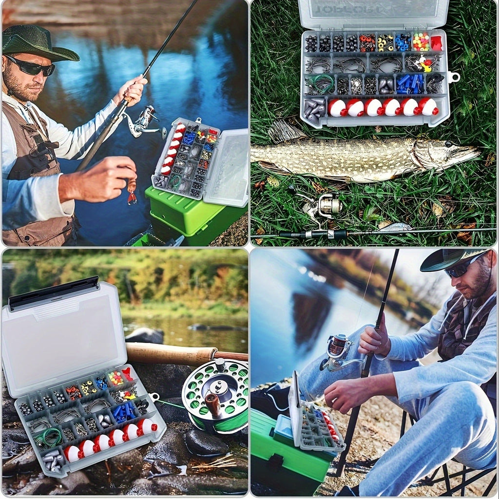 Fishing Accessories Kit 228 Piece Complete Fishing Set with Tackle Box Hooks Sinkers Swivels Lures Essential Gear for Freshwater Saltwater Anglers Gift for Men - product image 7