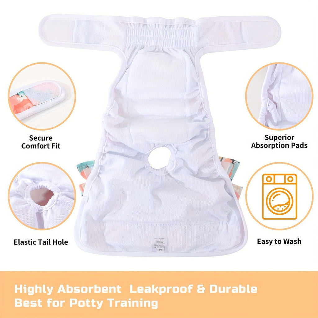 Reusable Highly Absorbent Dog Period Panties for Heat Incontinence Puppy Training, XS S M L, Multiple Prints | Washable Female Dog Diapers 3 Pack - product image 7