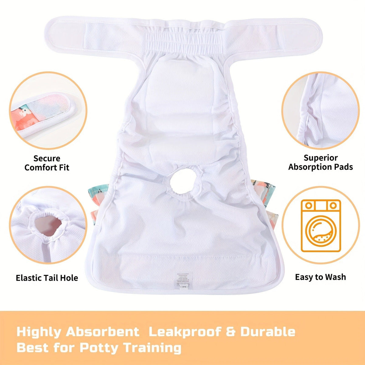 Reusable Highly Absorbent Dog Period Panties for Heat Incontinence Puppy Training, XS S M L, Multiple Prints | Washable Female Dog Diapers 3 Pack - product image 7