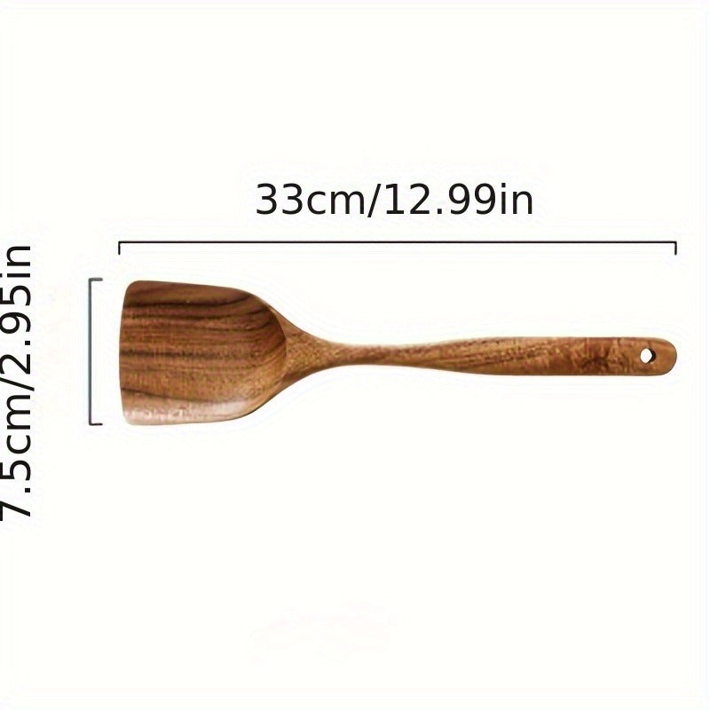 Teak Wood Kitchen Utensil Set 3 Piece Solid Wood Cooking Spoon Rice Spoon High Temperature Resistant Non-Stick Pan Safe Wooden Cooking Utensils Polished Finish - product image 5
