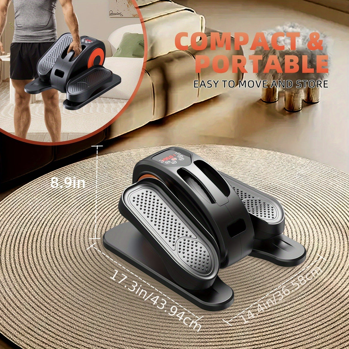 Under Desk Elliptical Machine Fully Assembled Quiet Carry-along Seated Pedal Exerciser with Remote Control 12 Adjustable Speeds for Home Office Workout Low - product image 2