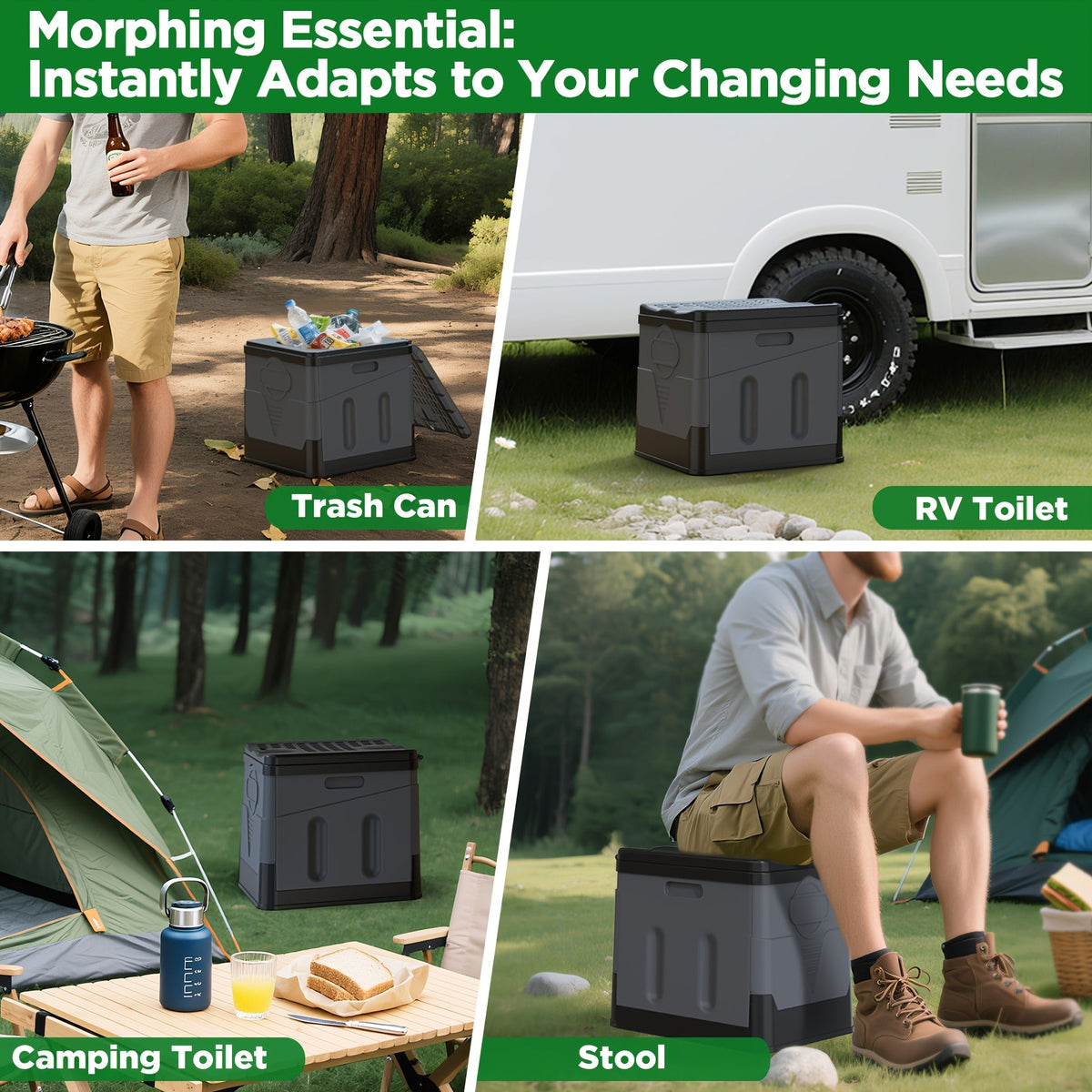 Travel-friendly Folding Camping Toilet with Carry Bag & 12 Waste Bags – Ventilated Easy-Clean Commode for Camping, Hiking, Boating, Road Trips, Festivals - product image 9