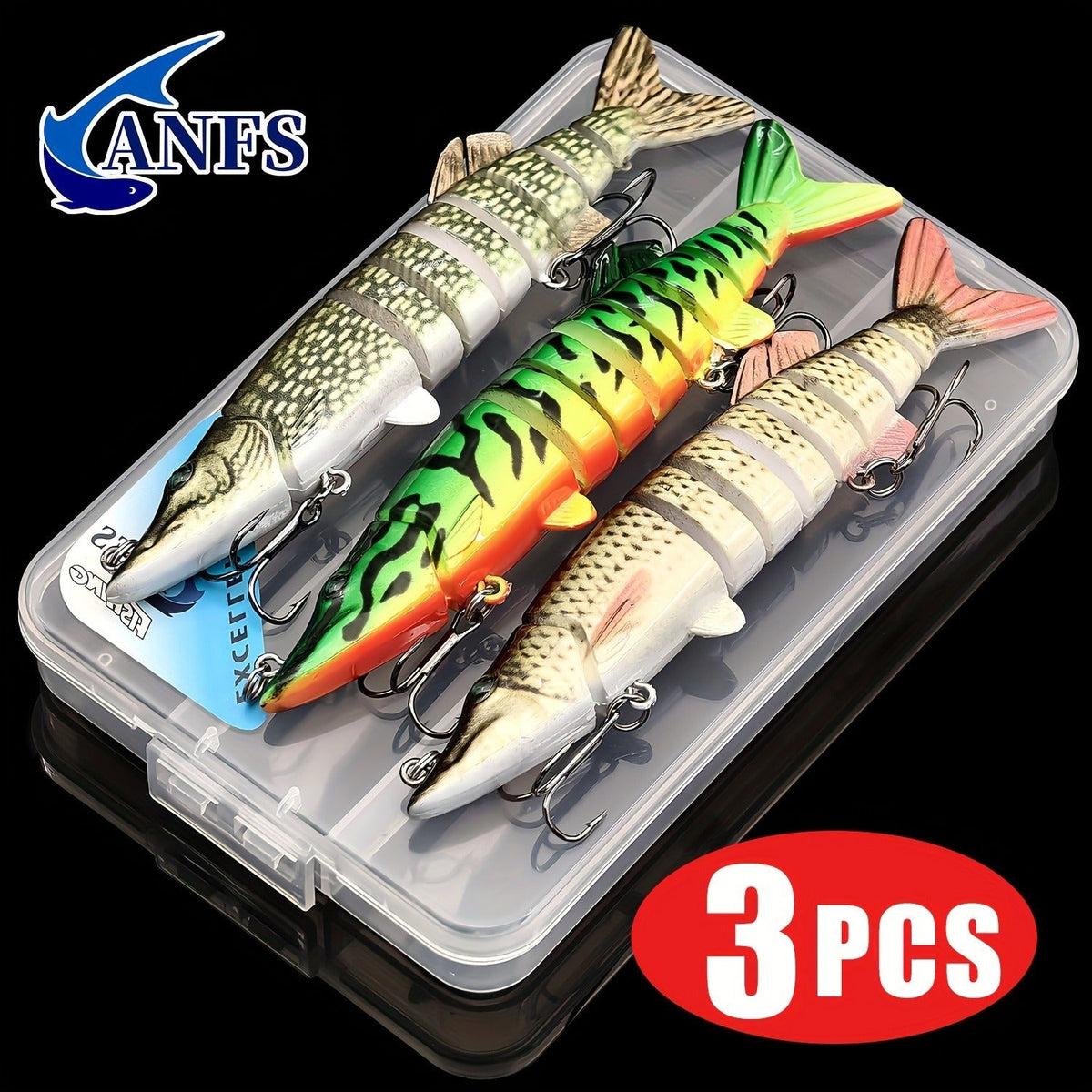 Slow Sinking Lifelike 3D Eyes ABS Body, Pearl Powder Coating, 8-Section Woven Fabric Jointed Lure Kit for Freshwater & Saltwater, 2 Models (FCP2P-392 / - product image 6