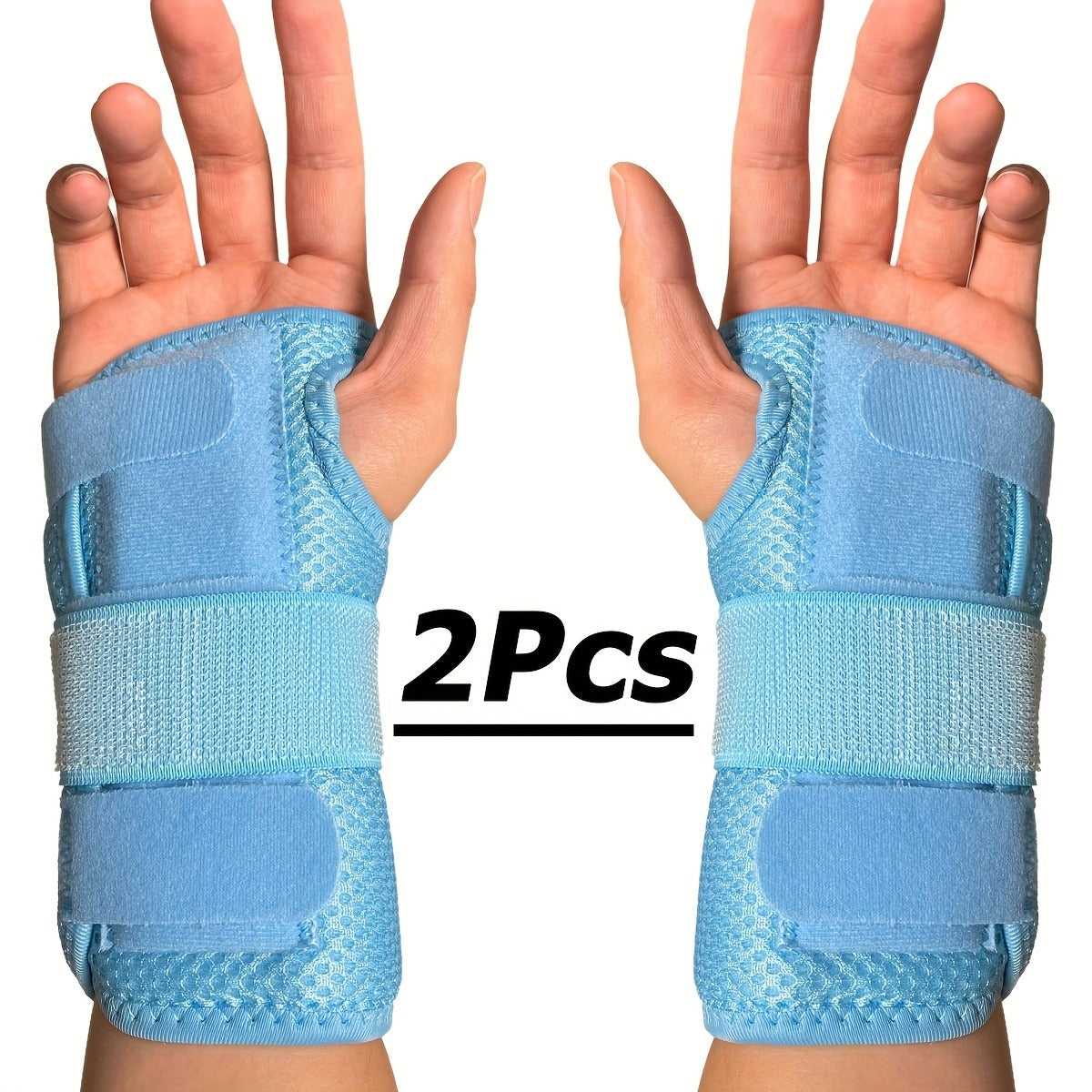 1 Pair Breathable Hook-and-Loop Wrist Guard for Sports, Daily Wear & Injury Recovery, Unisex, Pink / Rose Red / Blue | Wrist Brace with Double Splint Support & Triple Compression