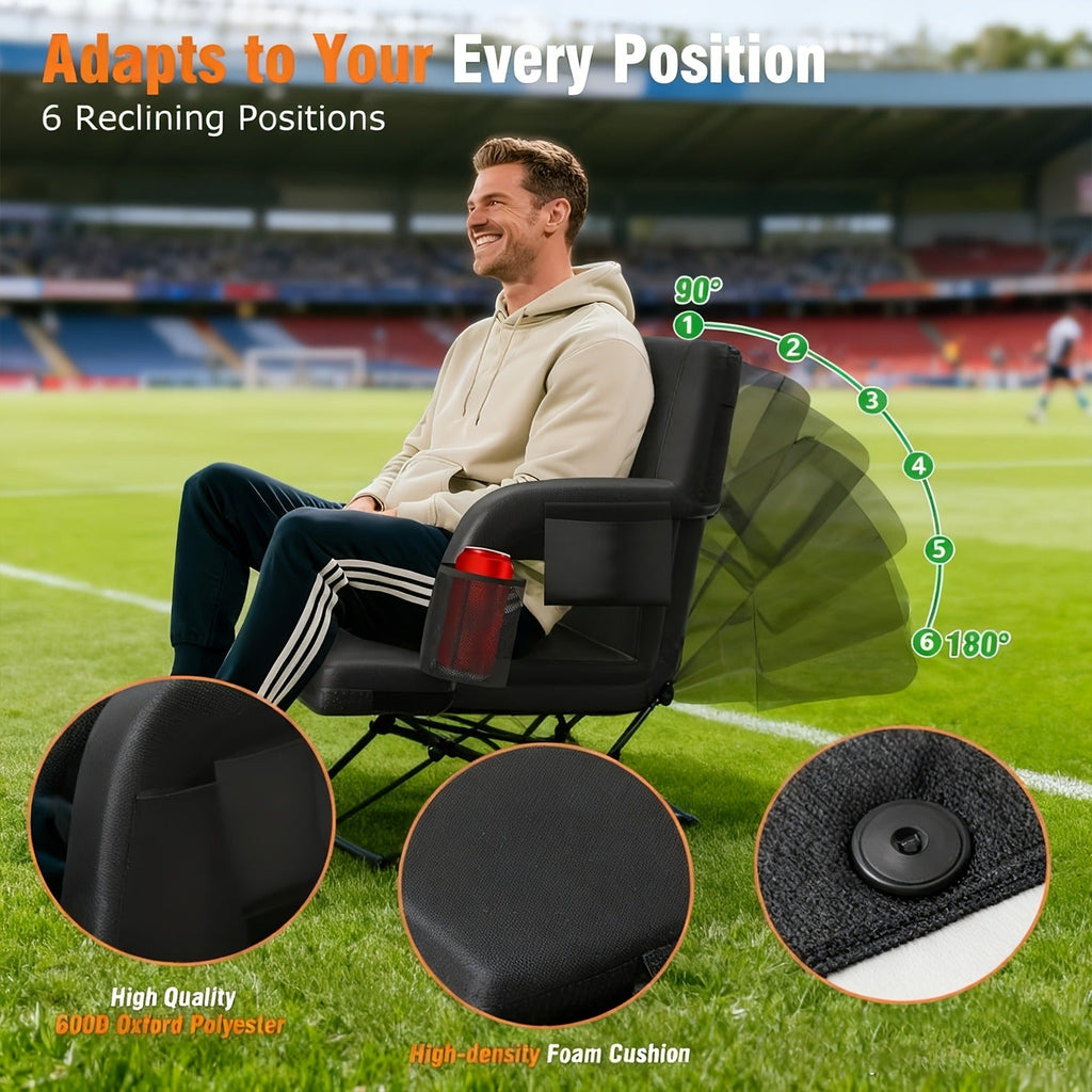 Heated Stadium Seat with Back Support for Bleachers 6 Reclining Positions 3 Heat Levels Dual-Zone USB Heated Bleacher Chair with 5 Storage Pockets Adjustable - product image 12