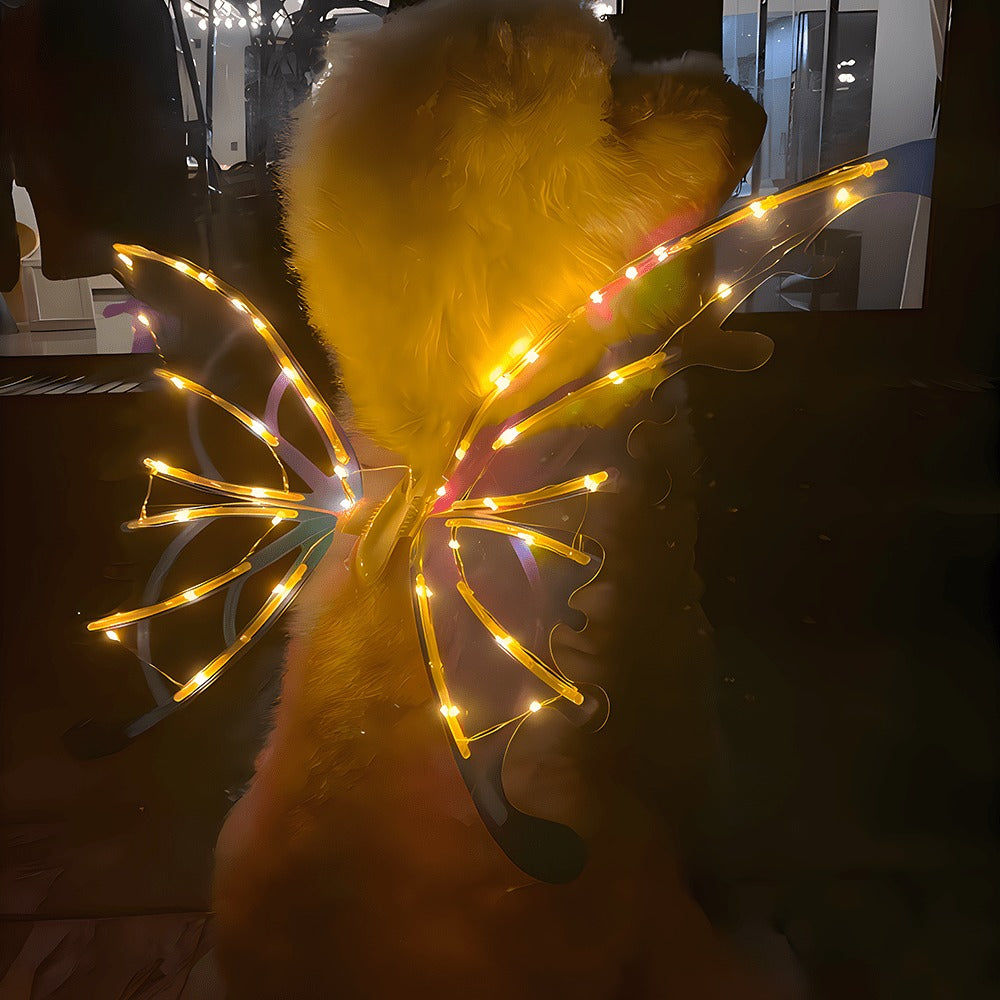 Multi-Color Illuminated Wings for Halloween, Christmas, Carnival, Cosplay & Themed Pet Parties, One Size Fits Most – LED Light-Up Butterfly Angel Wings Costume for Dogs, Girls & Women