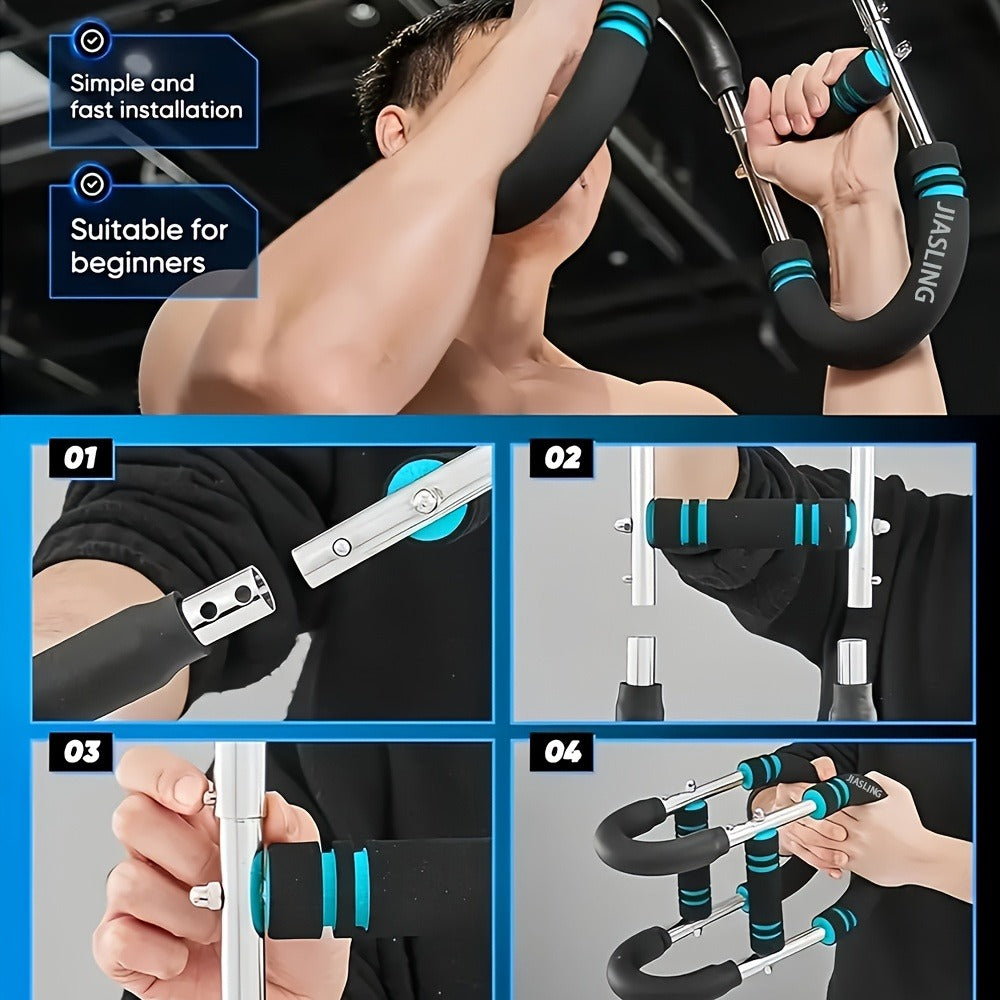 Arm Strength Trainer U-Shaped Spring Resistance Bar – Carry-along Home Gym Chest Expander & Forearm Strengthener with 2-Level Adjustable Resistance Bands - product image 11