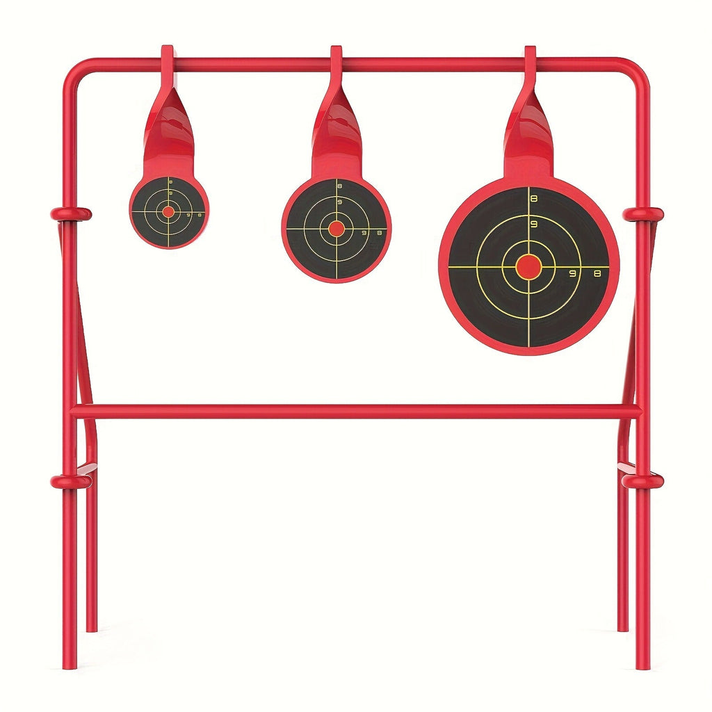 .22LR Rimfire Steel, 3 Floating Targets + 15 Bullseye Paper Targets, Foldable & Easy Setup – Triple Spinner Shooting Target