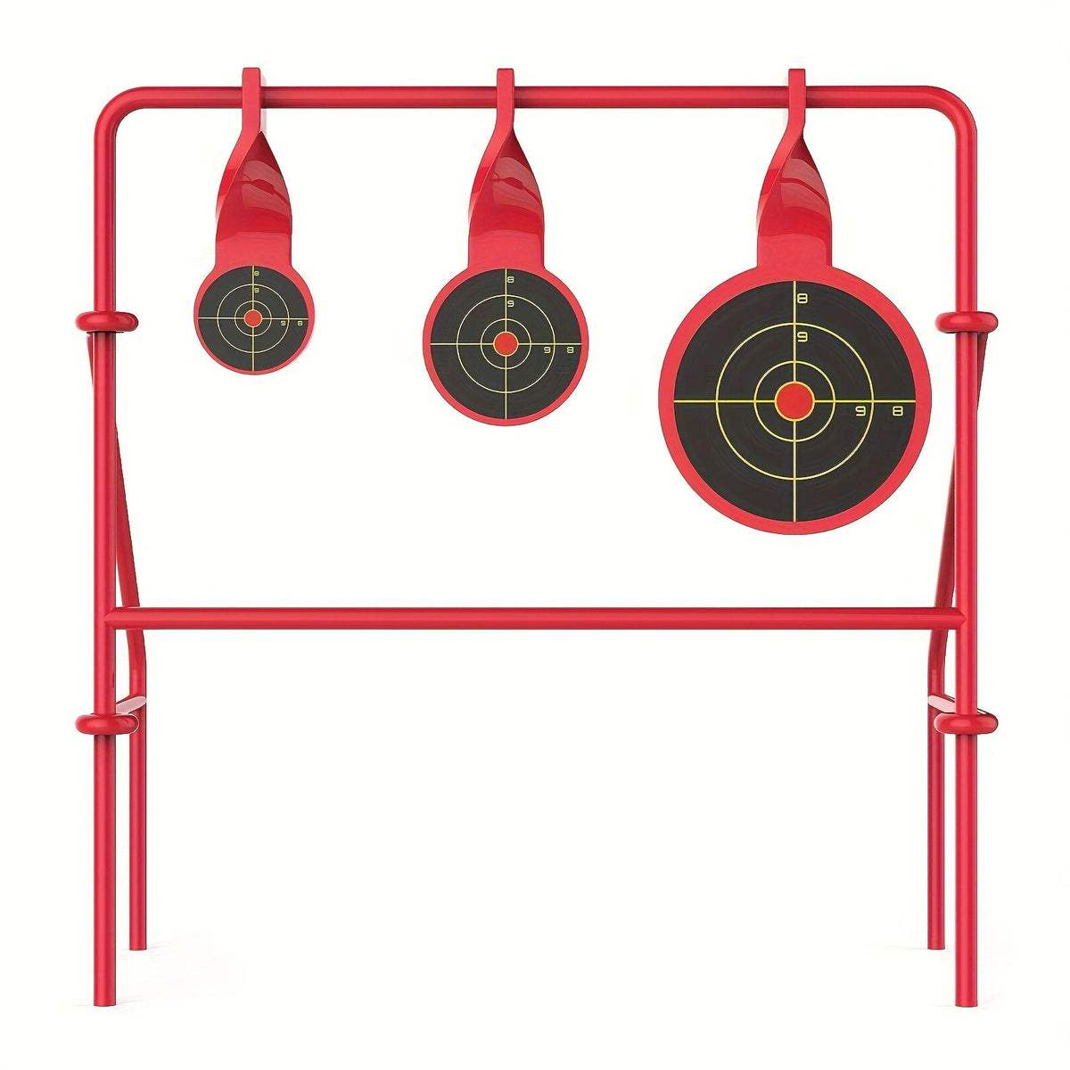 .22LR Rimfire Steel, 3 Floating Targets + 15 Bullseye Paper Targets, Foldable & Easy Setup – Triple Spinner Shooting Target