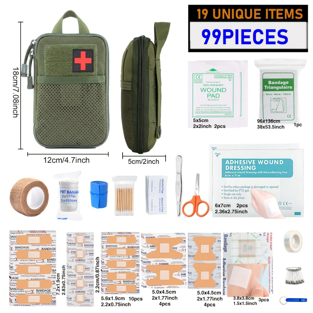 First Aid Kit 399pcs / 99pcs Professional Portable Survival Gear with Splints Scissors Tweezers for Hiking Camping Hunting Car Travel Emergency - product image 10