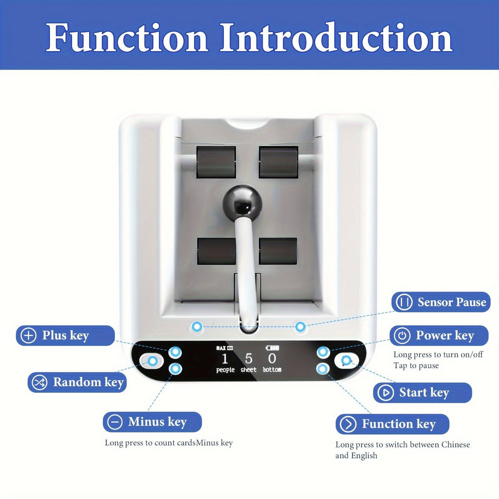 Double Layer 360° Rotating Electric Card Dealer with 5000mAh Rechargeable Battery, Hands-Free Auto Card Dispenser for Poker, Board Games & Family Game Night, Black or White | Automatic Card Dealing Machine