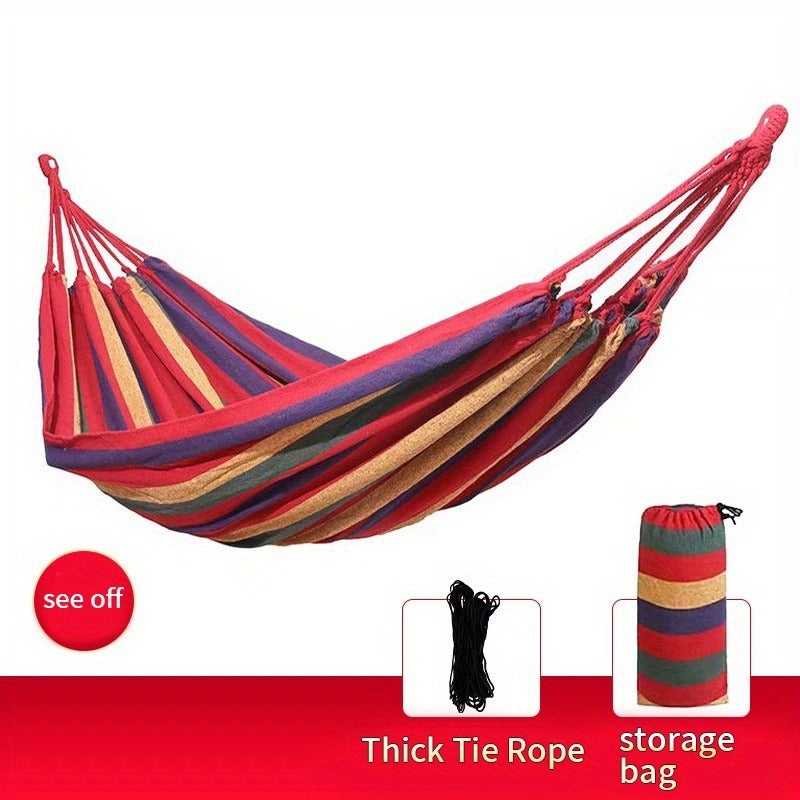 Camping Hammock Single Person Colorful Fabric Anti-Roll Design 330 lbs Capacity with Tree-Friendly Straps Carry-along Carrying Bag Outdoor Indoor Backyard - product image 10
