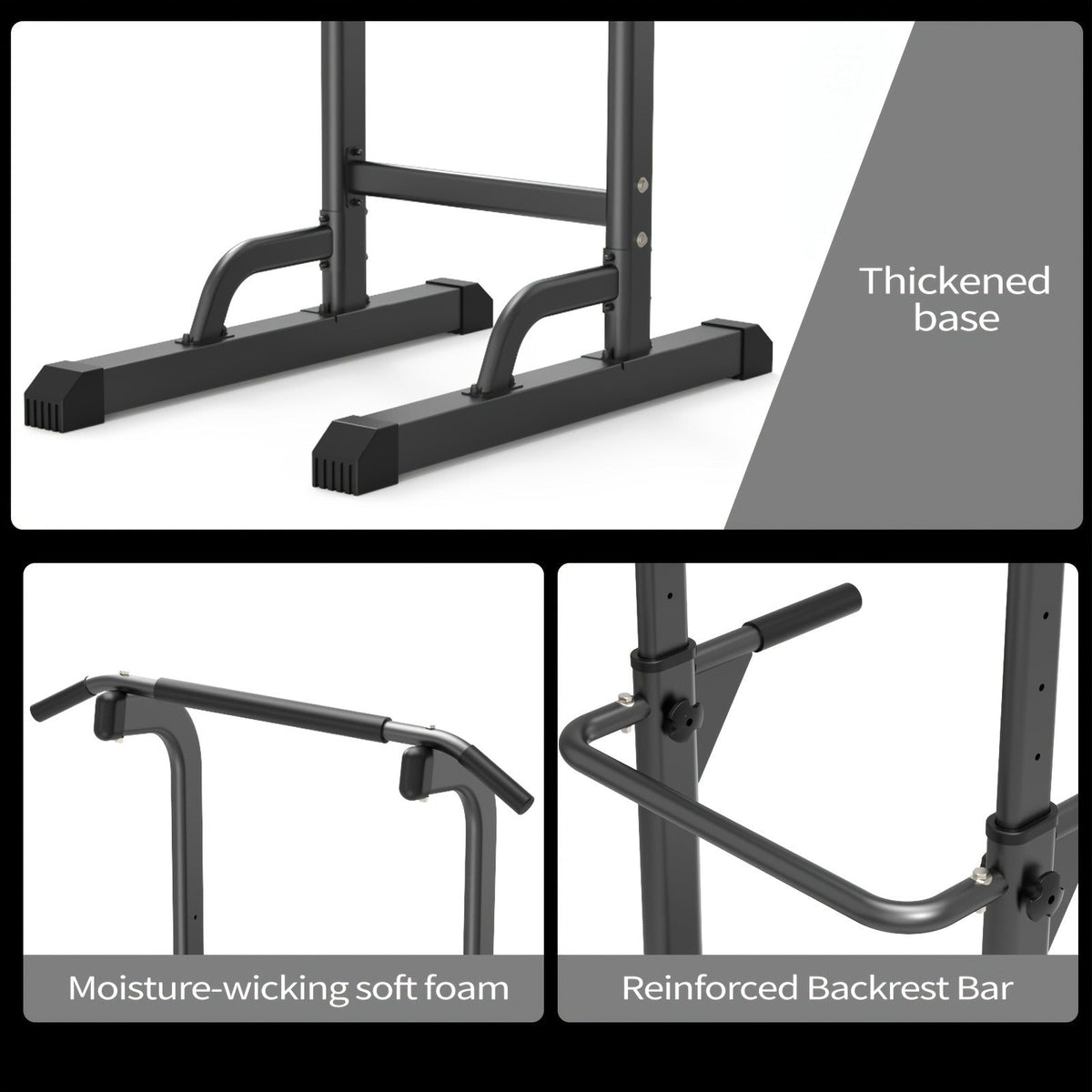 Adjustable Height Multi-Function Home Gym Strength Training Workout Station for Dips, Chin Ups, Push Ups, Leg Raises & Upper Body Exercise, 3 Models Available - product image 10