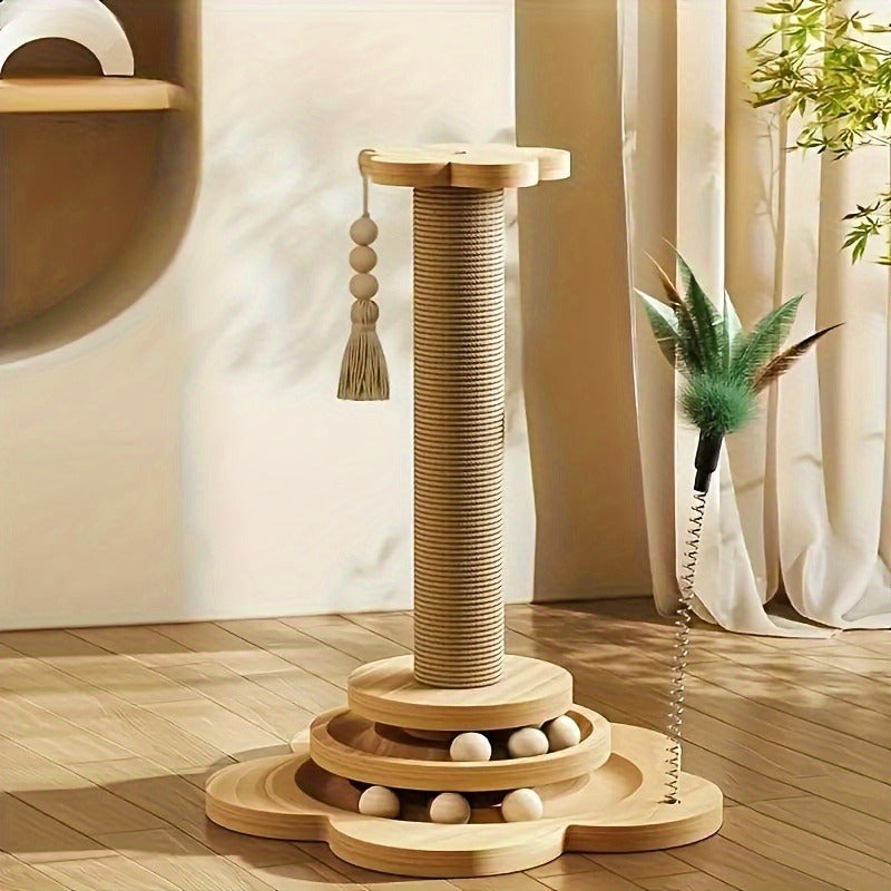 Cat Scratching Post Sisal Vertical Scratcher | Solid Wood Base, Wear-Resistant Rope, Multiple Styles: Standard, Mushroom & Dolphin Shapes, Sizes S/M/L, Cat - product image 14