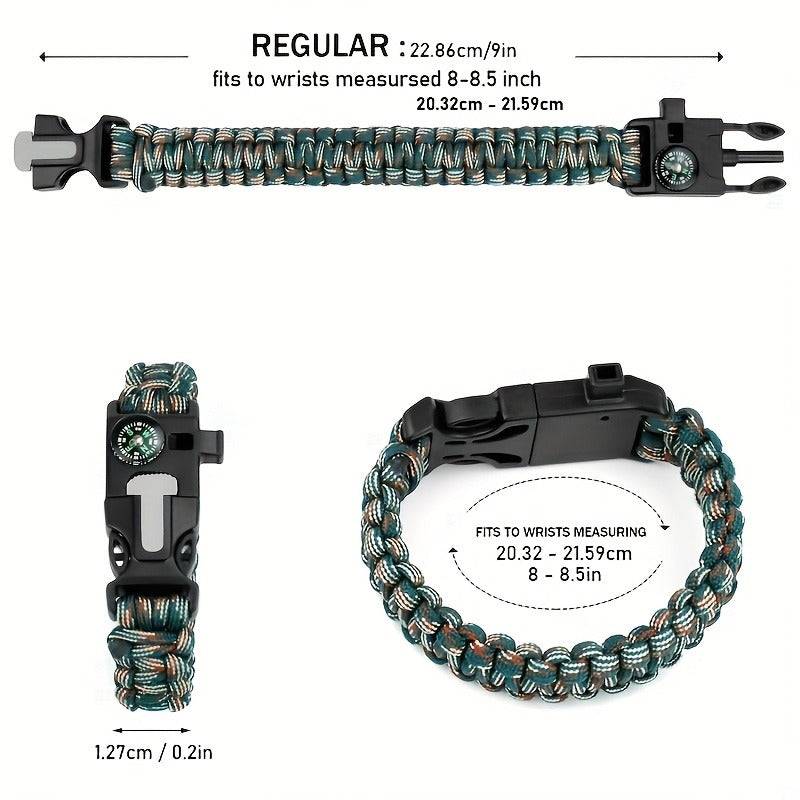 Paracord Survival Bracelet 2-Pack | 5-in-1 Tactical Emergency Bracelet with Fire Starter, Compass, Loud Whistle & Scraper, Outdoor Gear for Hiking, Camping - product image 6