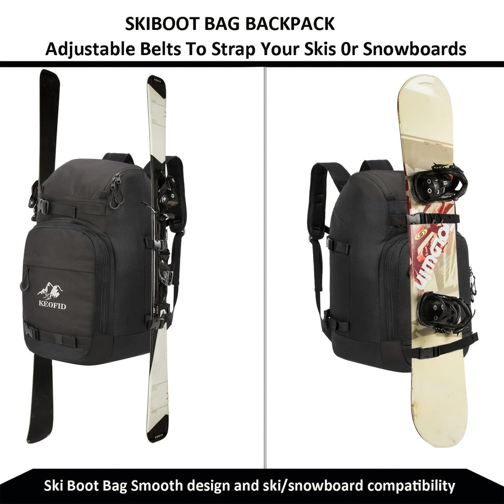 Ski Boot Bag Snowboard Backpack 40-50L Large Capacity Snow Gear Bag for Skiing Helmet Goggles Gloves Snowboard Accessories Winter Sports Equipment Bag Black - product image 8