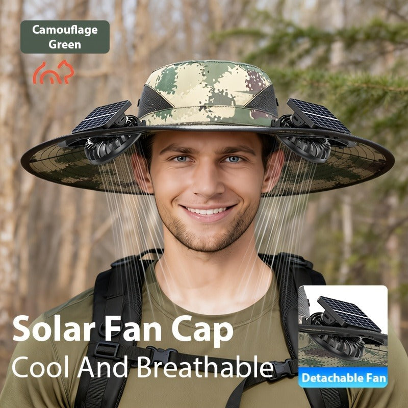 Adjustable Strap, Breathable Mesh Design, High Airflow, Long Battery Life, Ideal for Fishing Hiking Camping Gardening Outdoor Work | Solar Powered Dual Fan Sun - product image 14