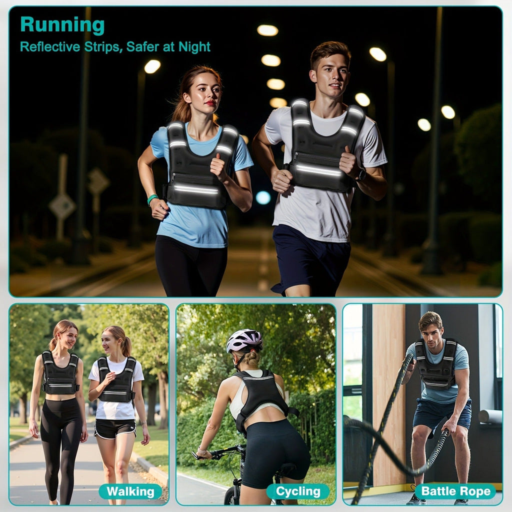 Slim Fit Reflective Design with Phone Pouch, Snap-On Unisex Weight Training Vest for Gym, Core Strength & Bone Health, 8 / 12 / 16 lb Options – Weighted Vest - product image 13