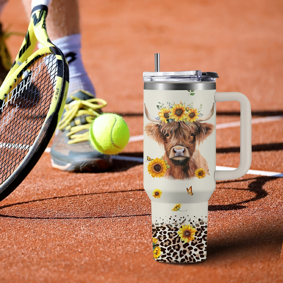 40oz Stainless Steel Tumbler with Handle and Lid | Cow Print Insulated Travel Cup for Hot & Cold Drinks, Double Wall Vacuum Tumbler for Camping, Sports - product image 10