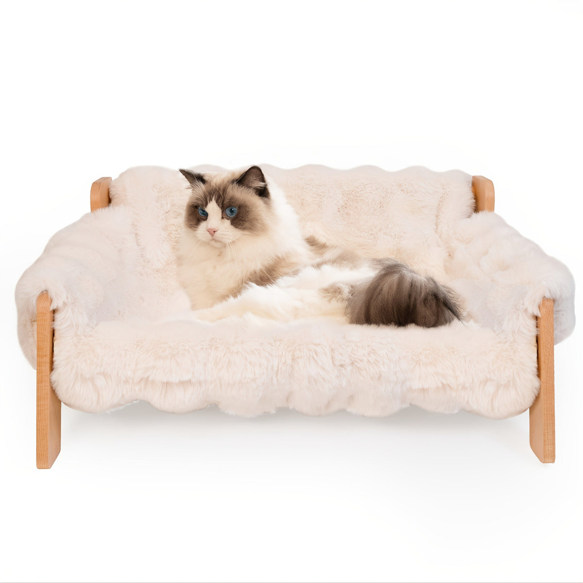 Raised Solid Wood Pet Couch Bed Elevated Modern Cat & Dog Sofa Chair 27x18x12 Inch | Thick Wide Wood Frame Space-Saving Cozy Pet Furniture for Cats & Small - product image 5