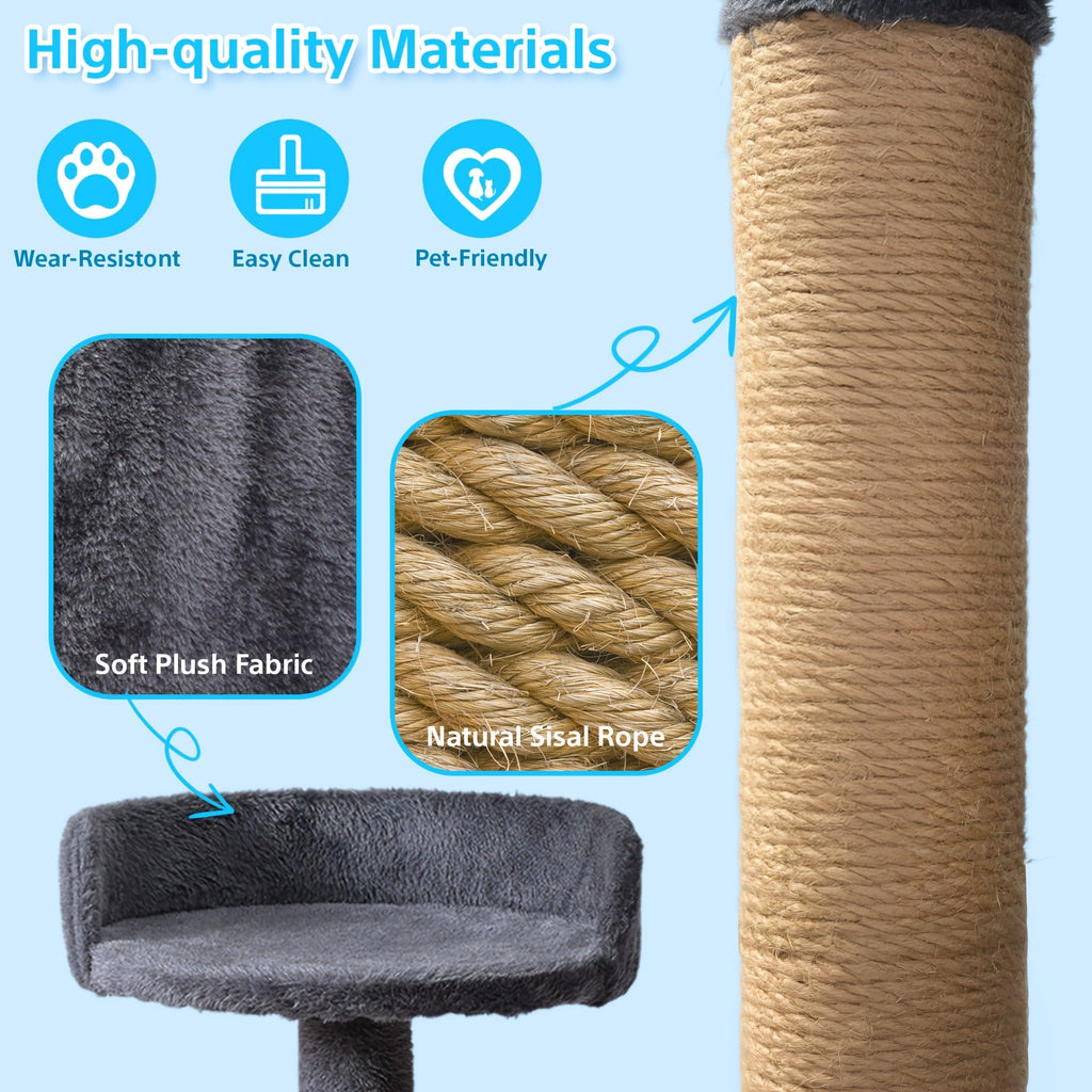 Cat Tree Tower Multi-Level with Cat Bed, Condo & Sisal Scratching Post – 3 or 4 Tier Indoor Cat Tree for Large Cats, Kitten & Senior Cats, Sleek Cat Furniture - product image 16