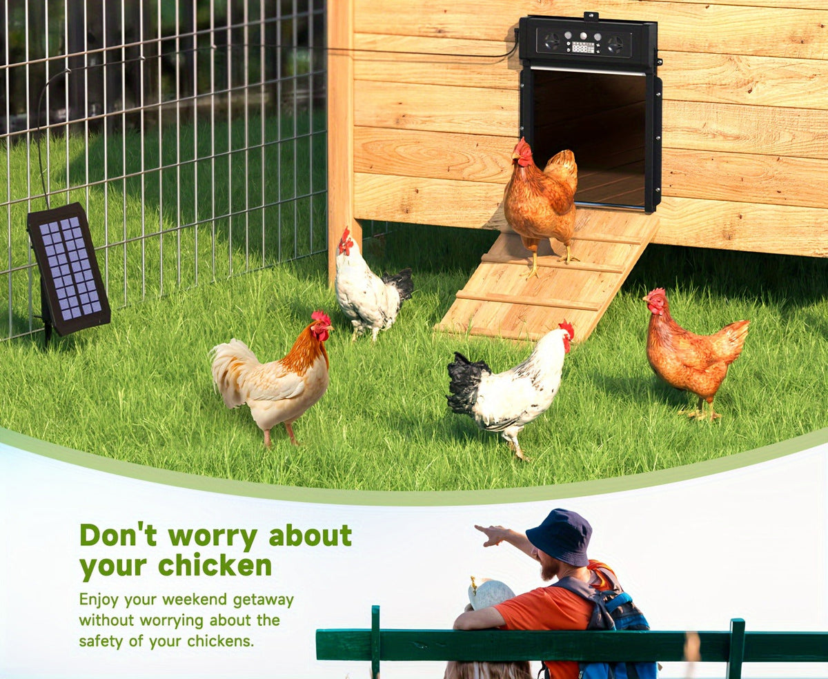 Automatic Chicken Coop Door Solar Powered – Poultry Coop Management – KA-200 Aluminum Alloy Auto Door with Timer, Light Sensor, Anti-Pinch Safety, Remote - product image 6