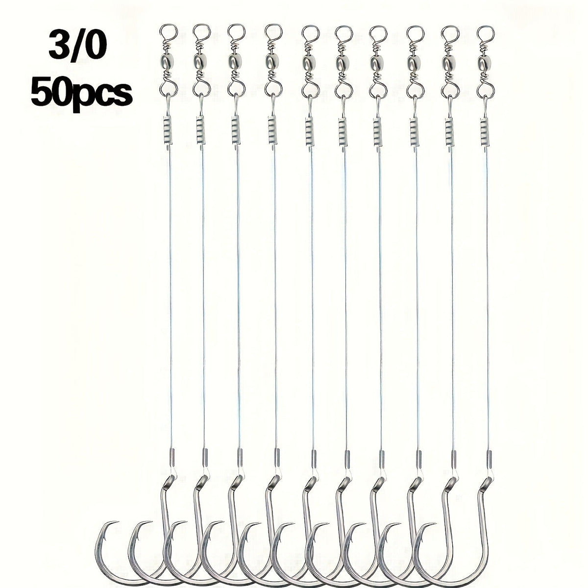 Octopus Offset Steel Fishing Hooks for Catfish, Bass, Saltwater & Freshwater, Size 1/0 to 7/0 – Circle Hooks 50pcs